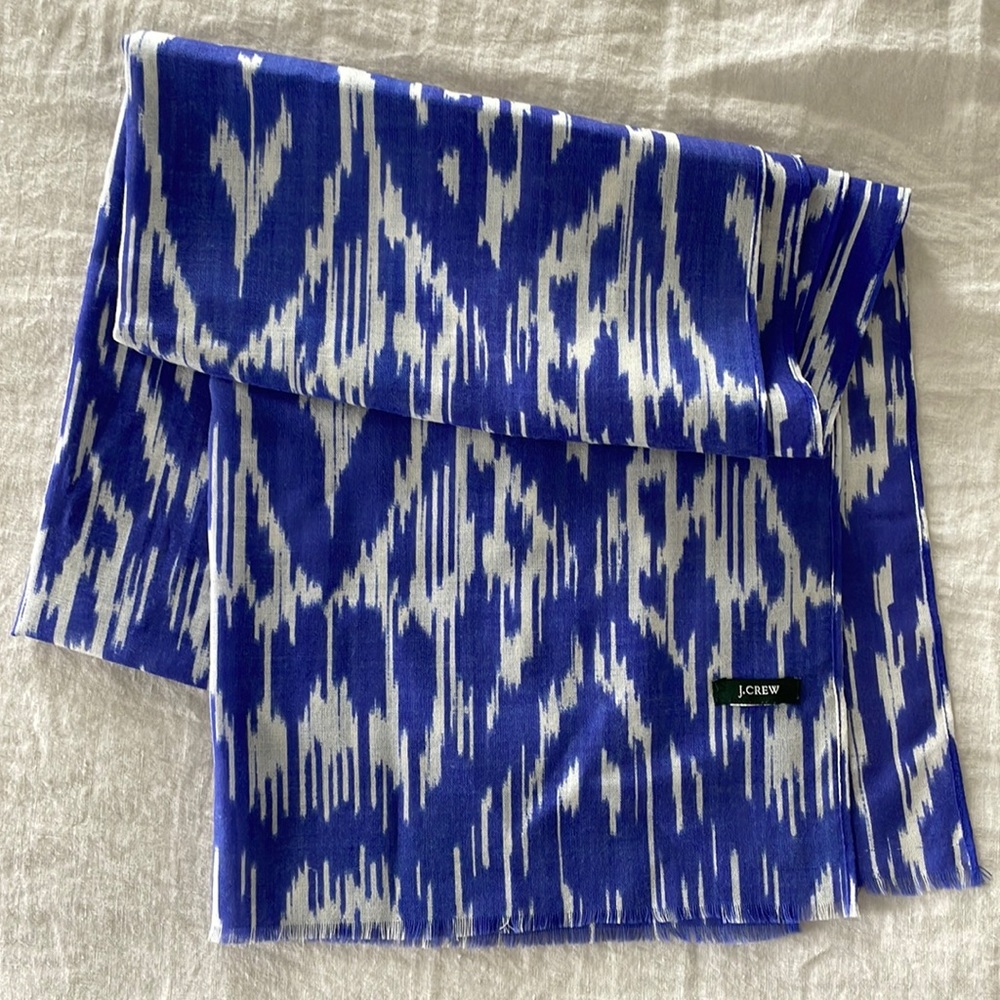 J Crew Indigo Ikat Scarf